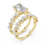 10K White Gold Emerald-Cut Lab Grown Diamond Double-Band Ring