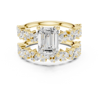10K White Gold Emerald-Cut Lab Grown Diamond Double-Band Ring