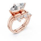 18K White Gold Contoured Band with Graduated Marquise Cluster Accents