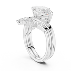 18K White Gold Contoured Band with Graduated Marquise Cluster Accents