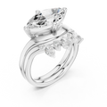 18K White Gold Contoured Band with Graduated Marquise Cluster Accents