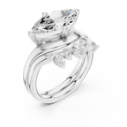 18K White Gold Contoured Band with Graduated Marquise Cluster Accents