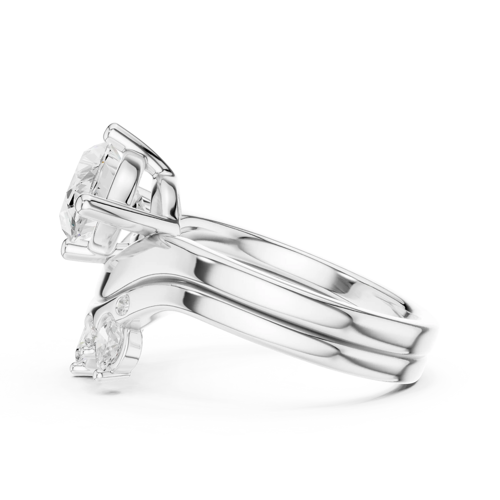 18K White Gold Contoured Band with Graduated Marquise Cluster Accents