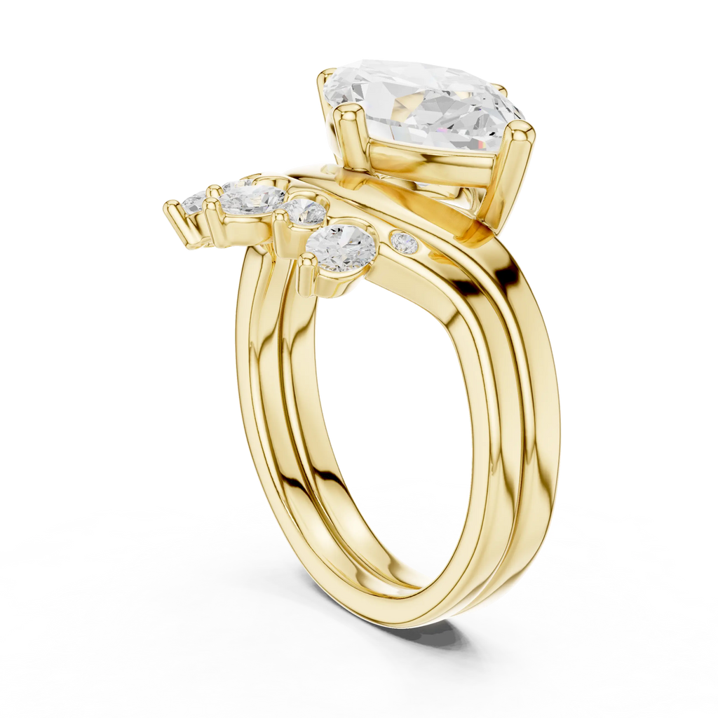 18K White Gold Contoured Band with Graduated Marquise Cluster Accents