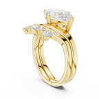 18K White Gold Contoured Band with Graduated Marquise Cluster Accents