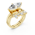 18K White Gold Contoured Band with Graduated Marquise Cluster Accents