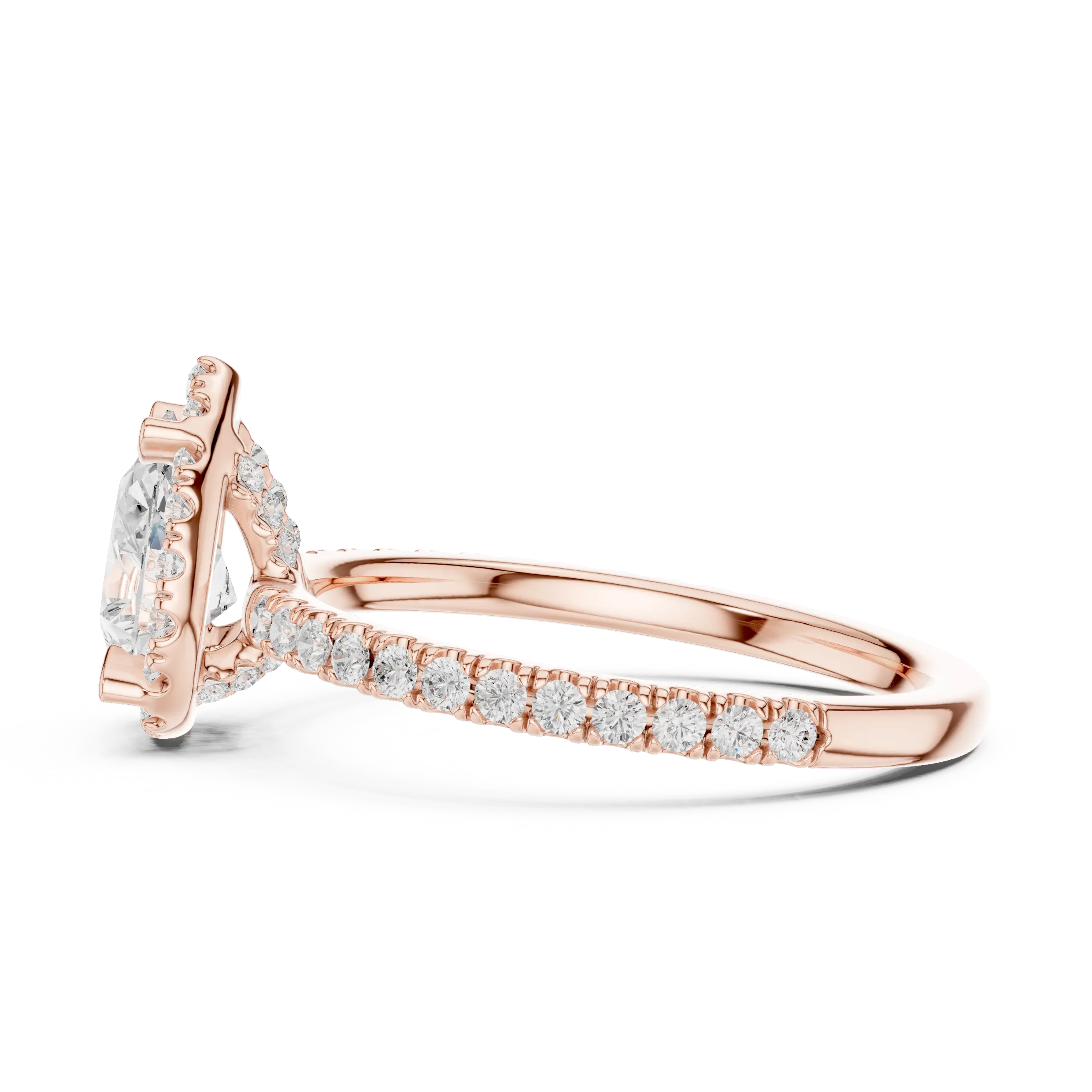 14K White Gold Pear-Shaped Lab Grown Diamond Halo Ring