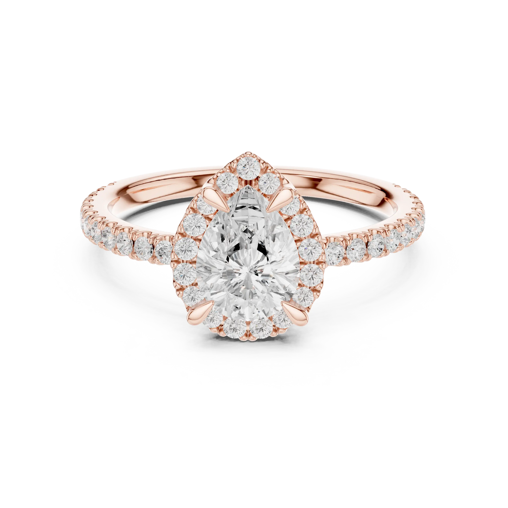 14K White Gold Pear-Shaped Lab Grown Diamond Halo Ring