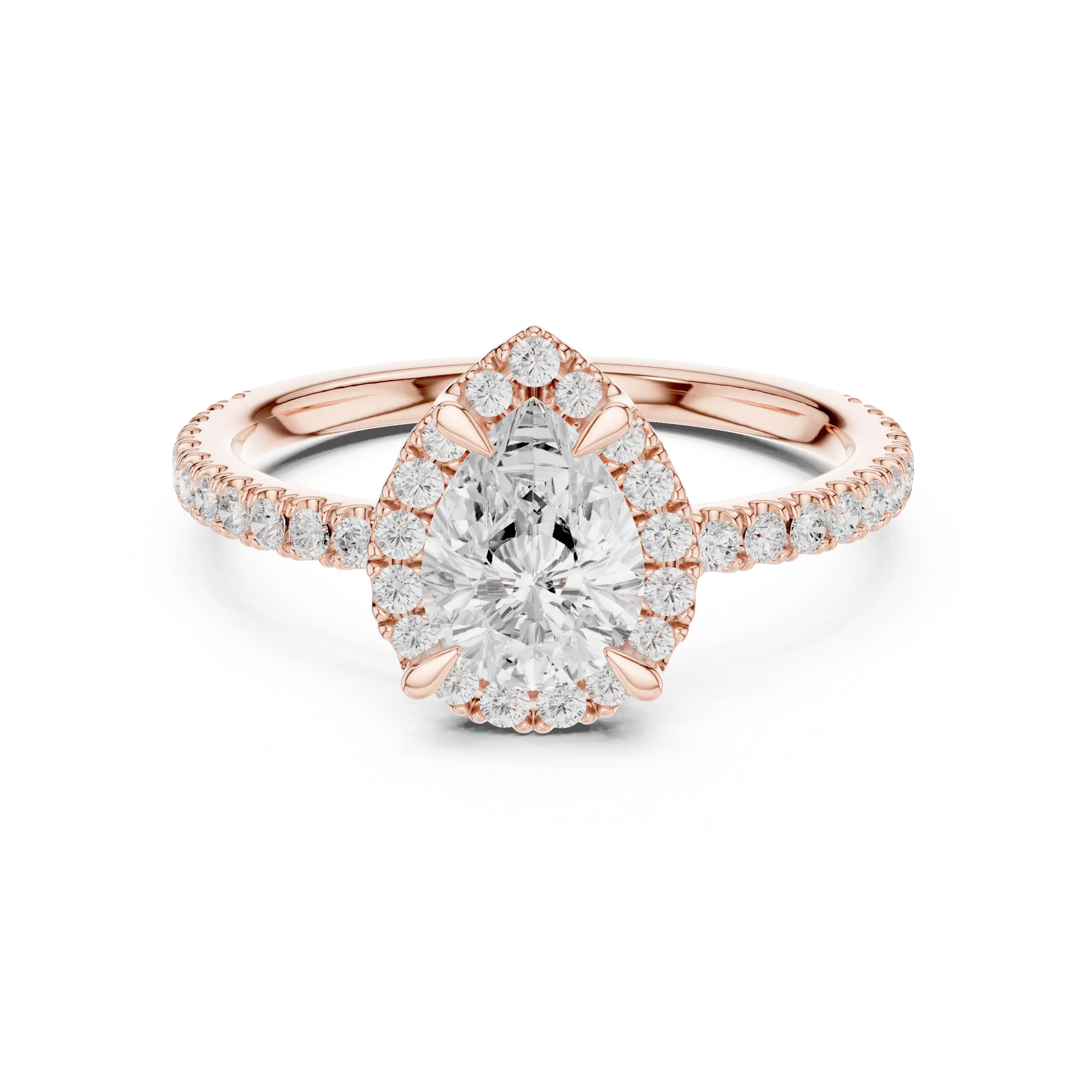 14K White Gold Pear-Shaped Lab Grown Diamond Halo Ring