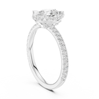 14K White Gold Pear-Shaped Lab Grown Diamond Halo Ring
