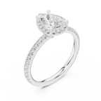 14K White Gold Pear-Shaped Lab Grown Diamond Halo Ring