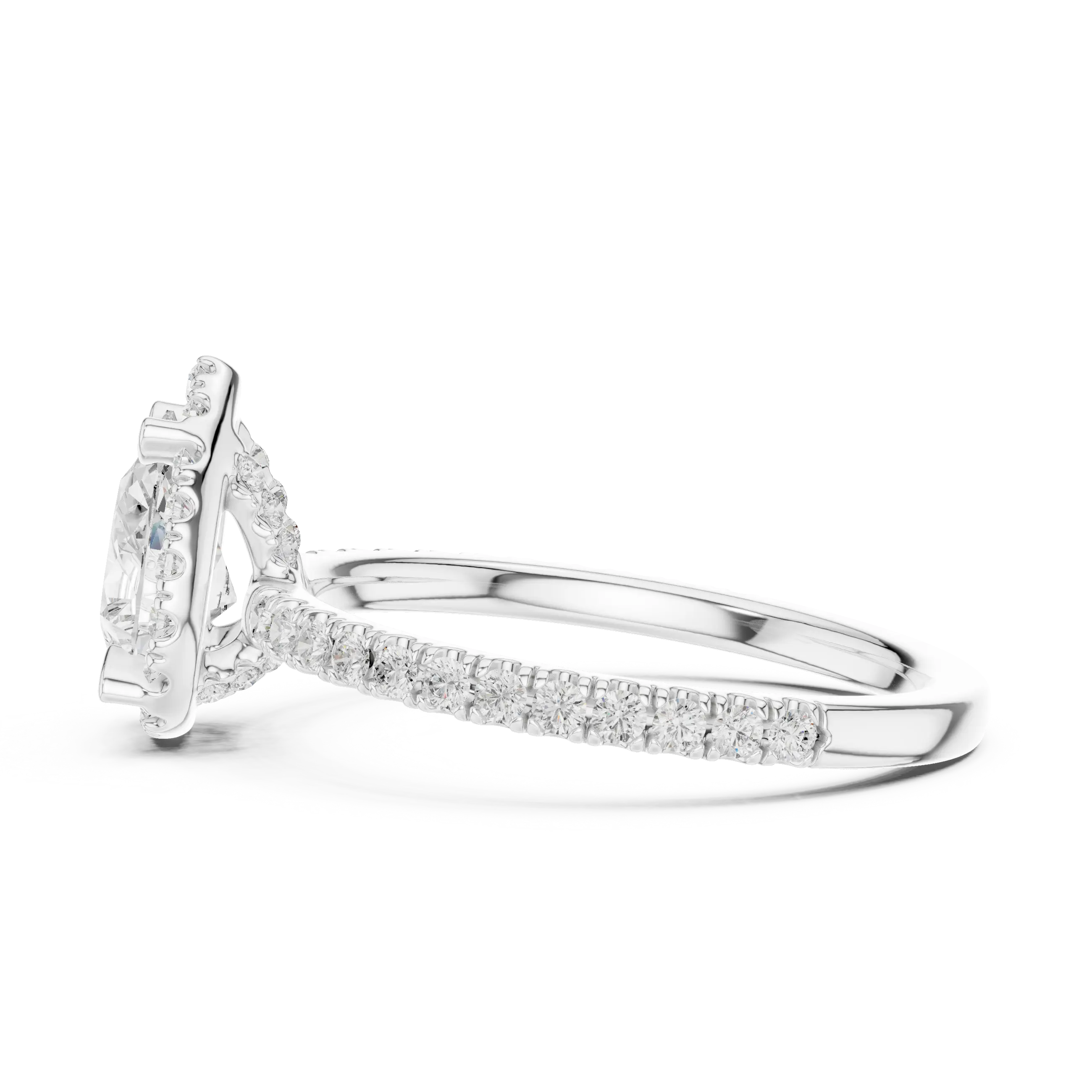 14K White Gold Pear-Shaped Lab Grown Diamond Halo Ring