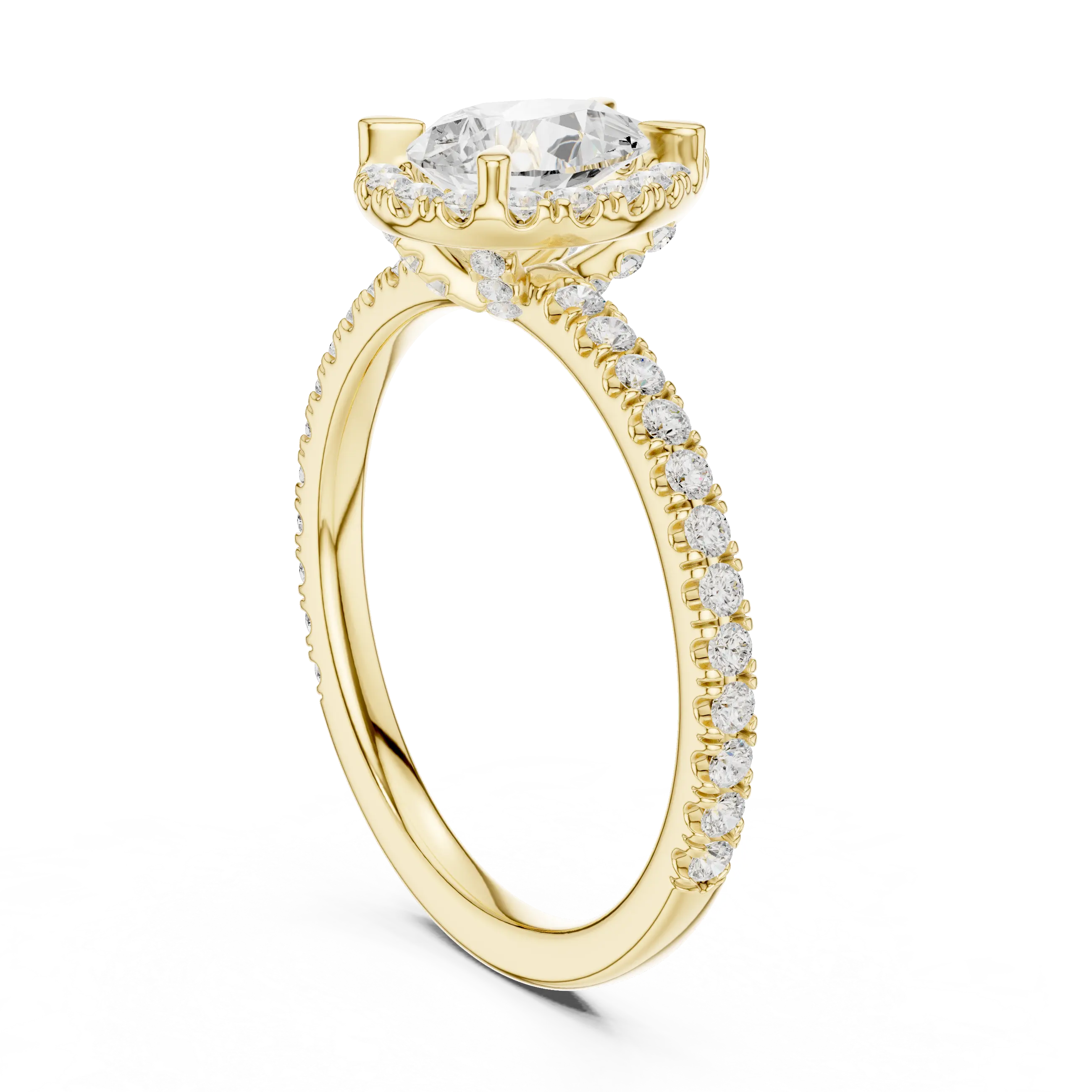14K White Gold Pear-Shaped Lab Grown Diamond Halo Ring