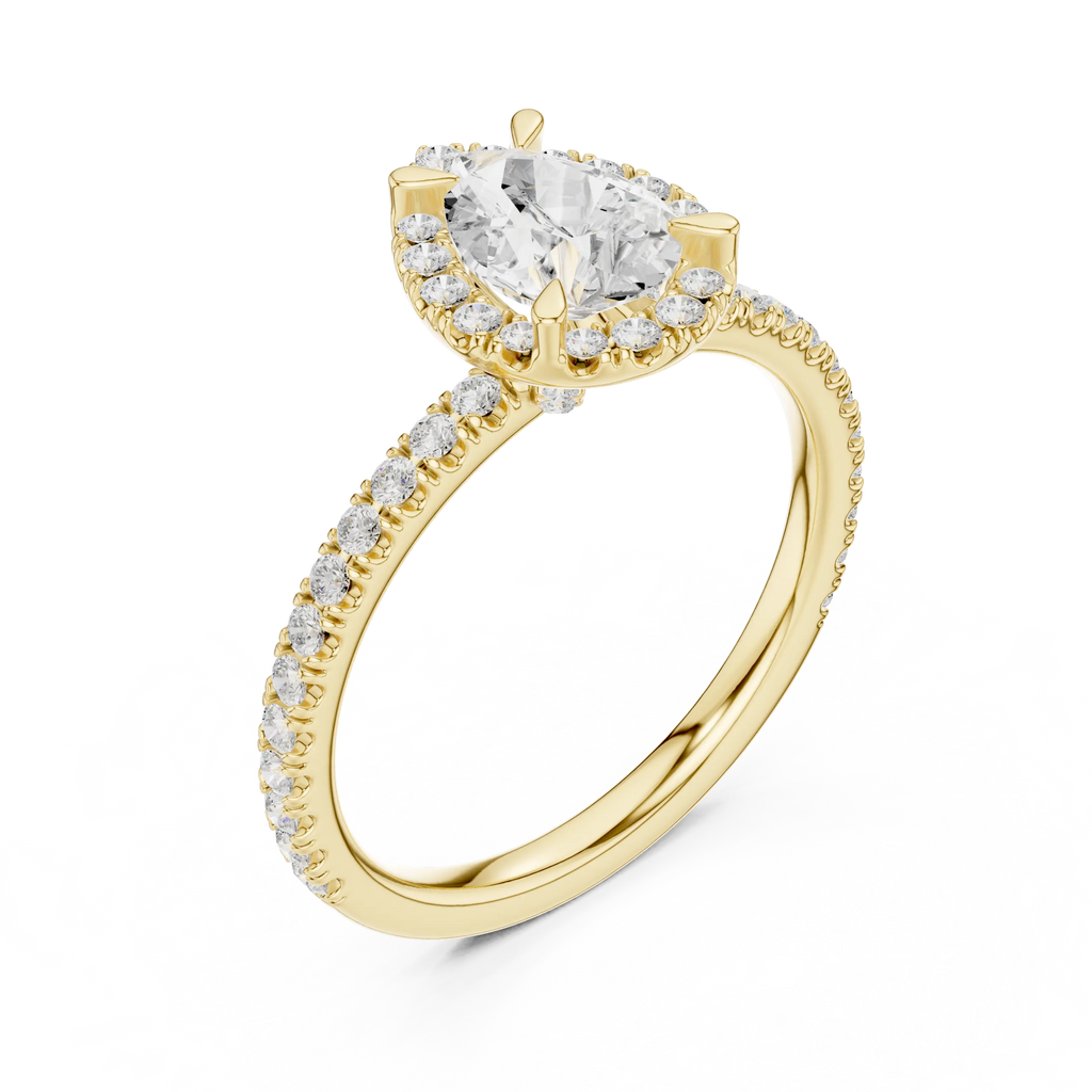 14K White Gold Pear-Shaped Lab Grown Diamond Halo Ring