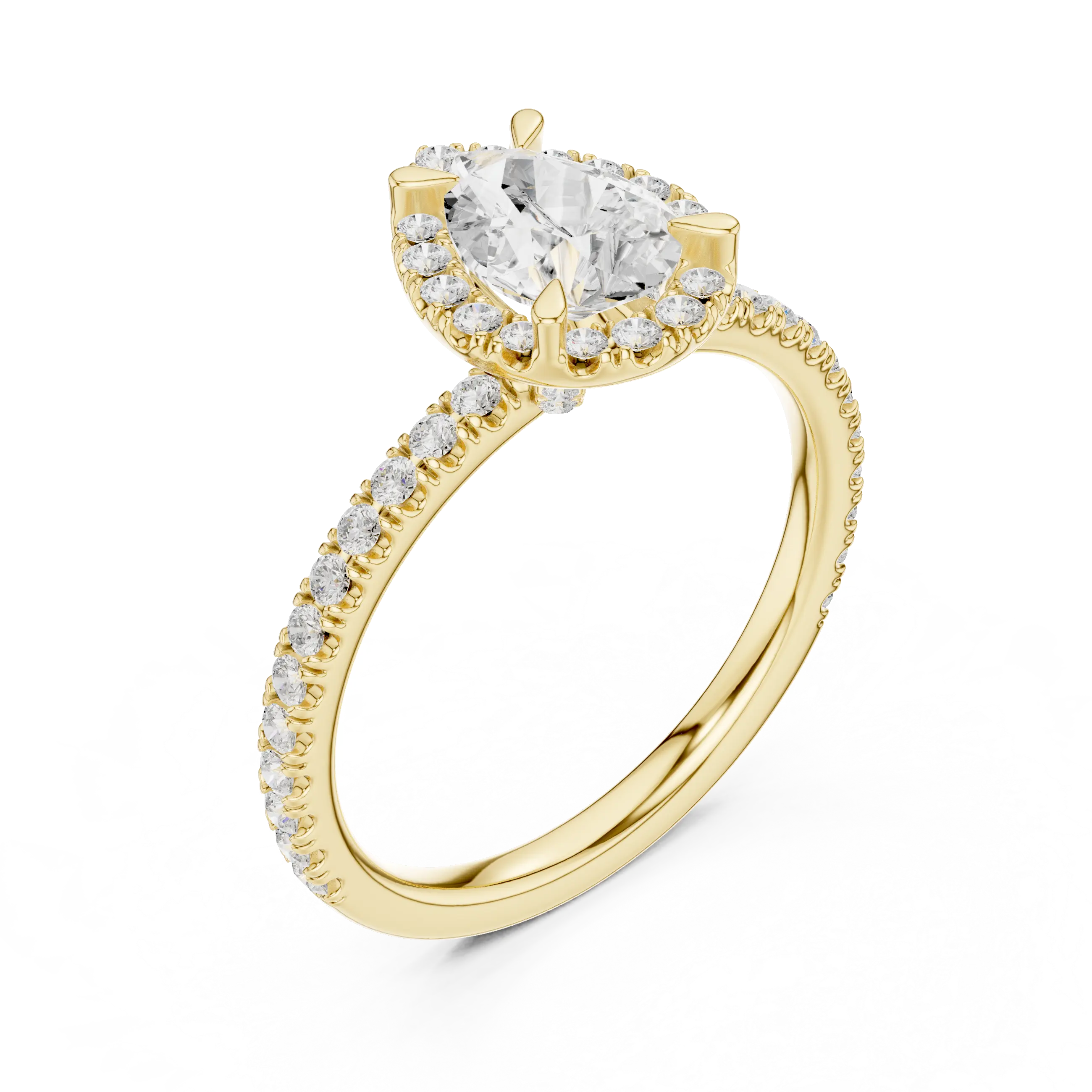 14K White Gold Pear-Shaped Lab Grown Diamond Halo Ring