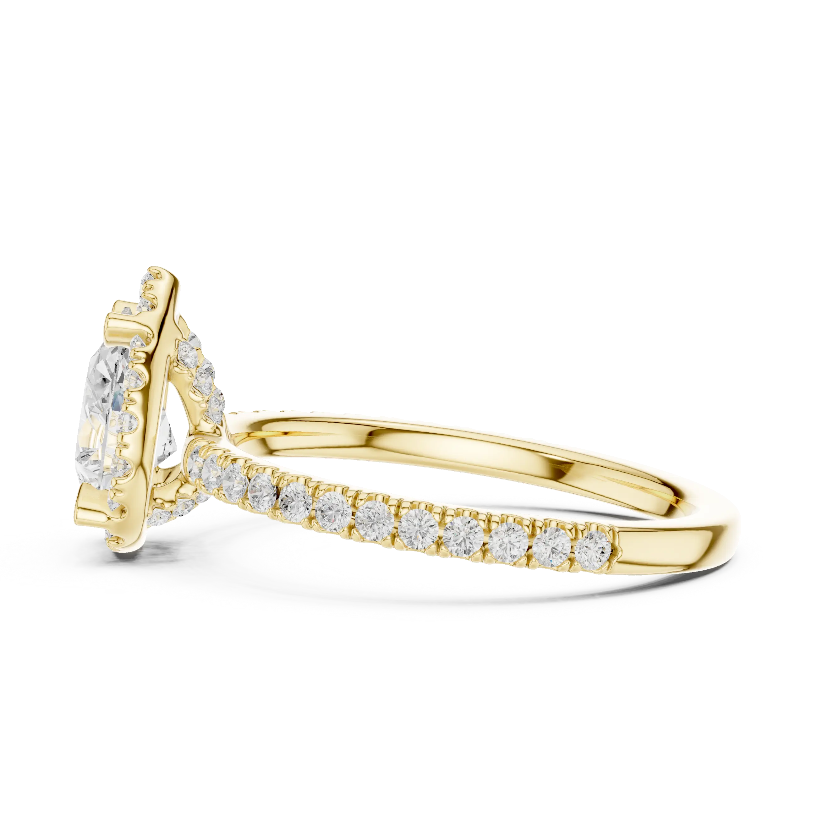 14K White Gold Pear-Shaped Lab Grown Diamond Halo Ring