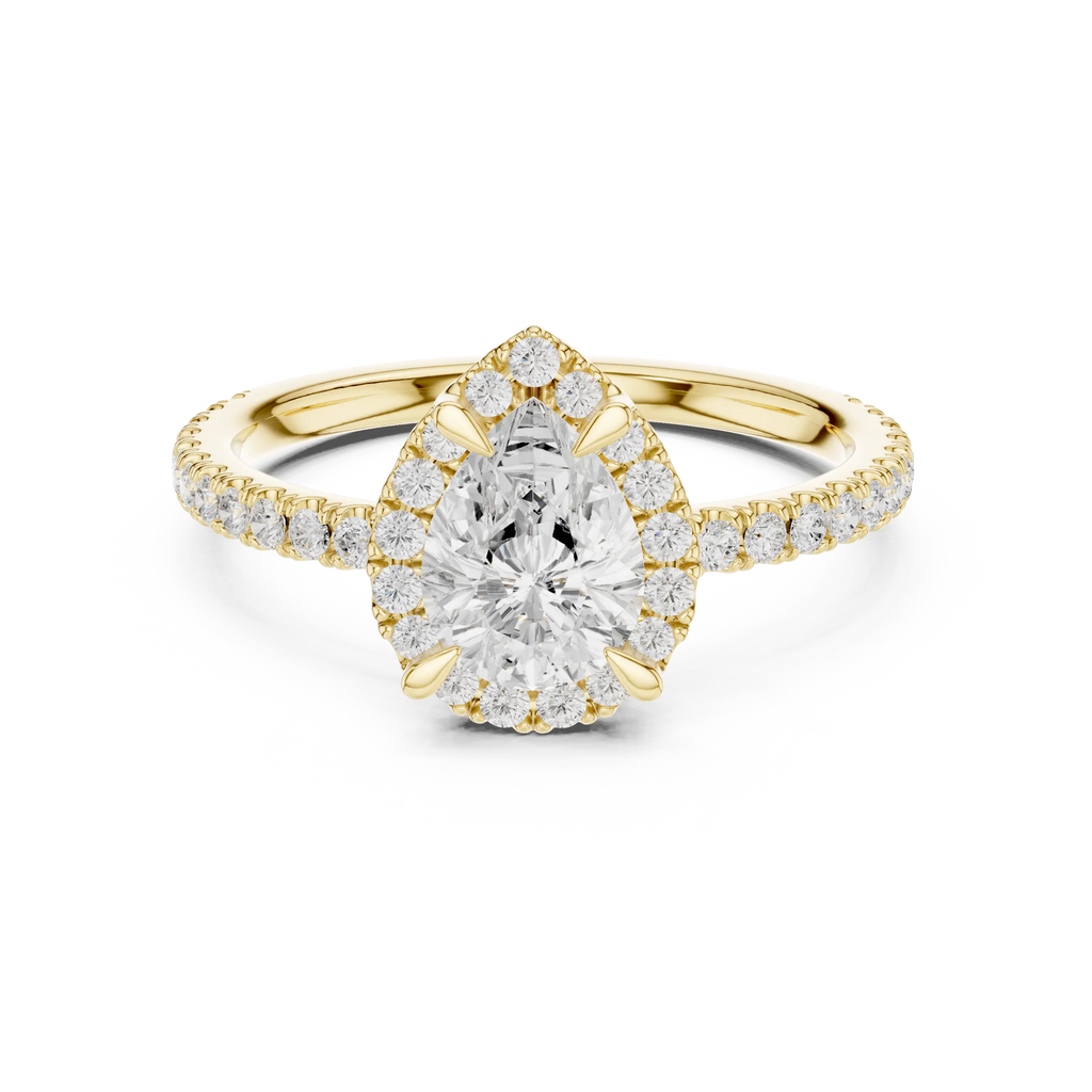 14K White Gold Pear-Shaped Lab Grown Diamond Halo Ring