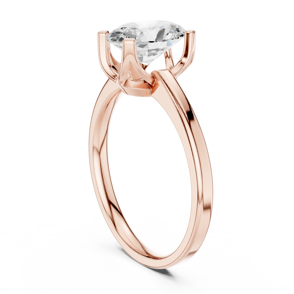 10K White Gold Oval Moissanite Diamond Compass Solitaire Ring