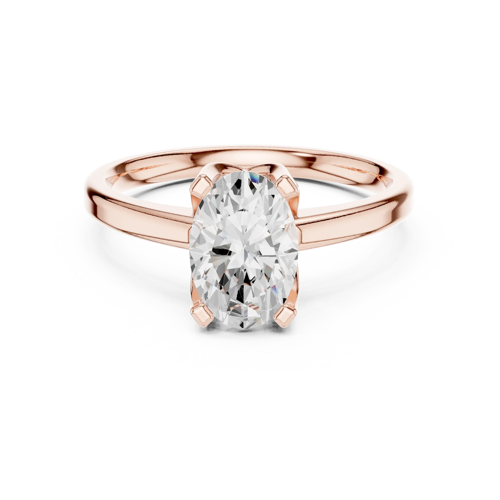 10K White Gold Oval Moissanite Diamond Compass Solitaire Ring