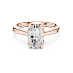 10K White Gold Oval Moissanite Diamond Compass Solitaire Ring
