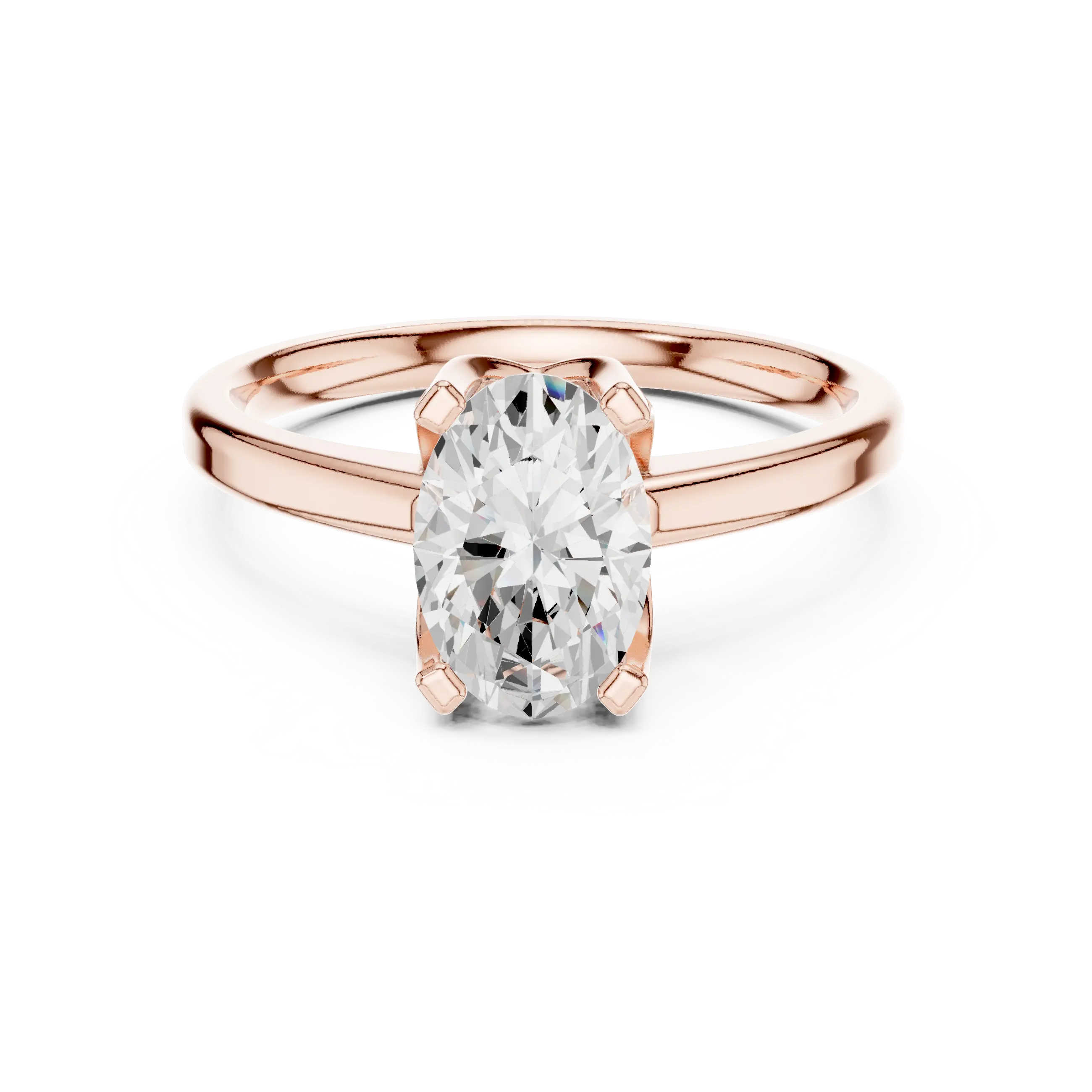 10K White Gold Oval Moissanite Diamond Compass Solitaire Ring
