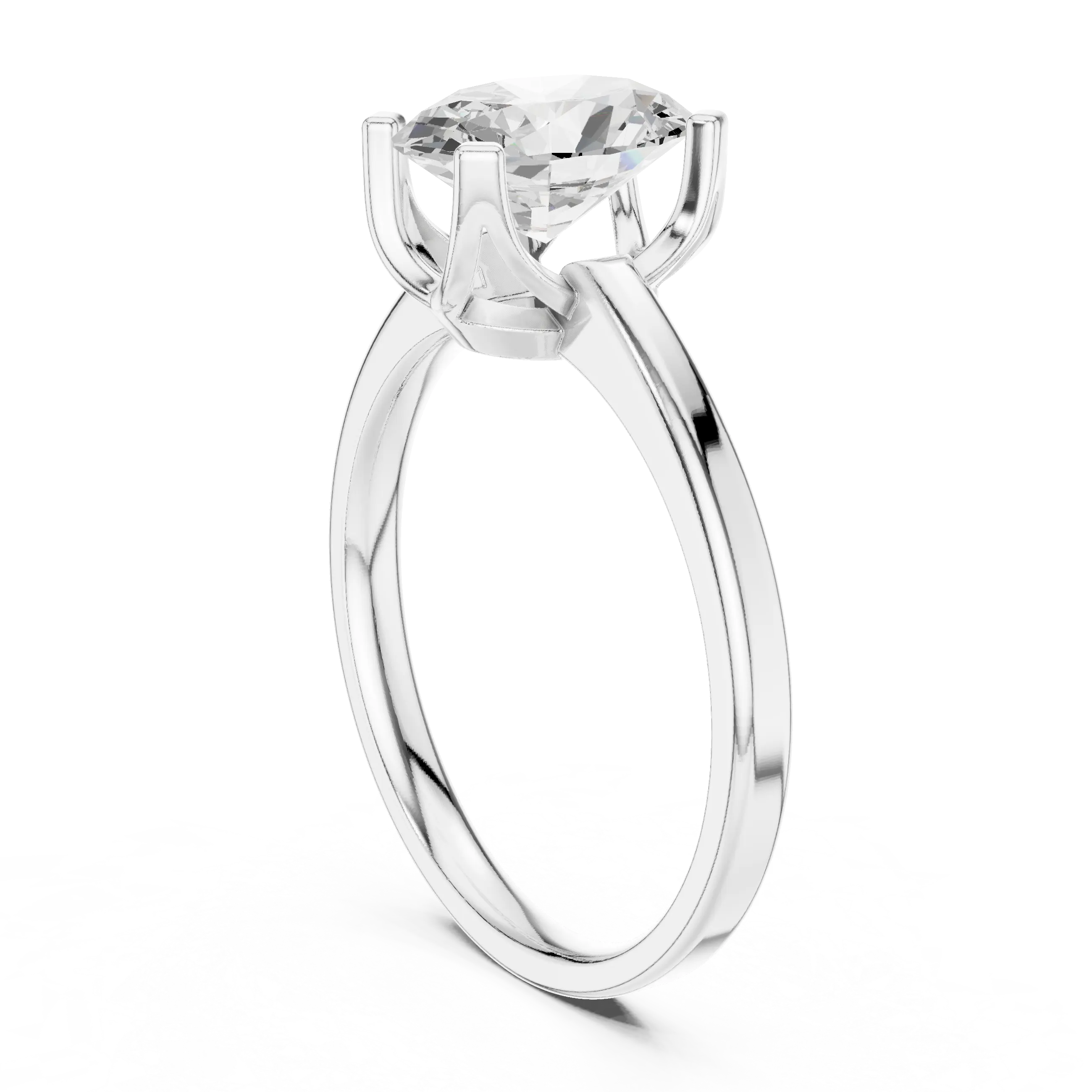 10K White Gold Oval Moissanite Diamond Compass Solitaire Ring
