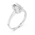 10K White Gold Oval Moissanite Diamond Compass Solitaire Ring