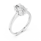 10K White Gold Oval Moissanite Diamond Compass Solitaire Ring
