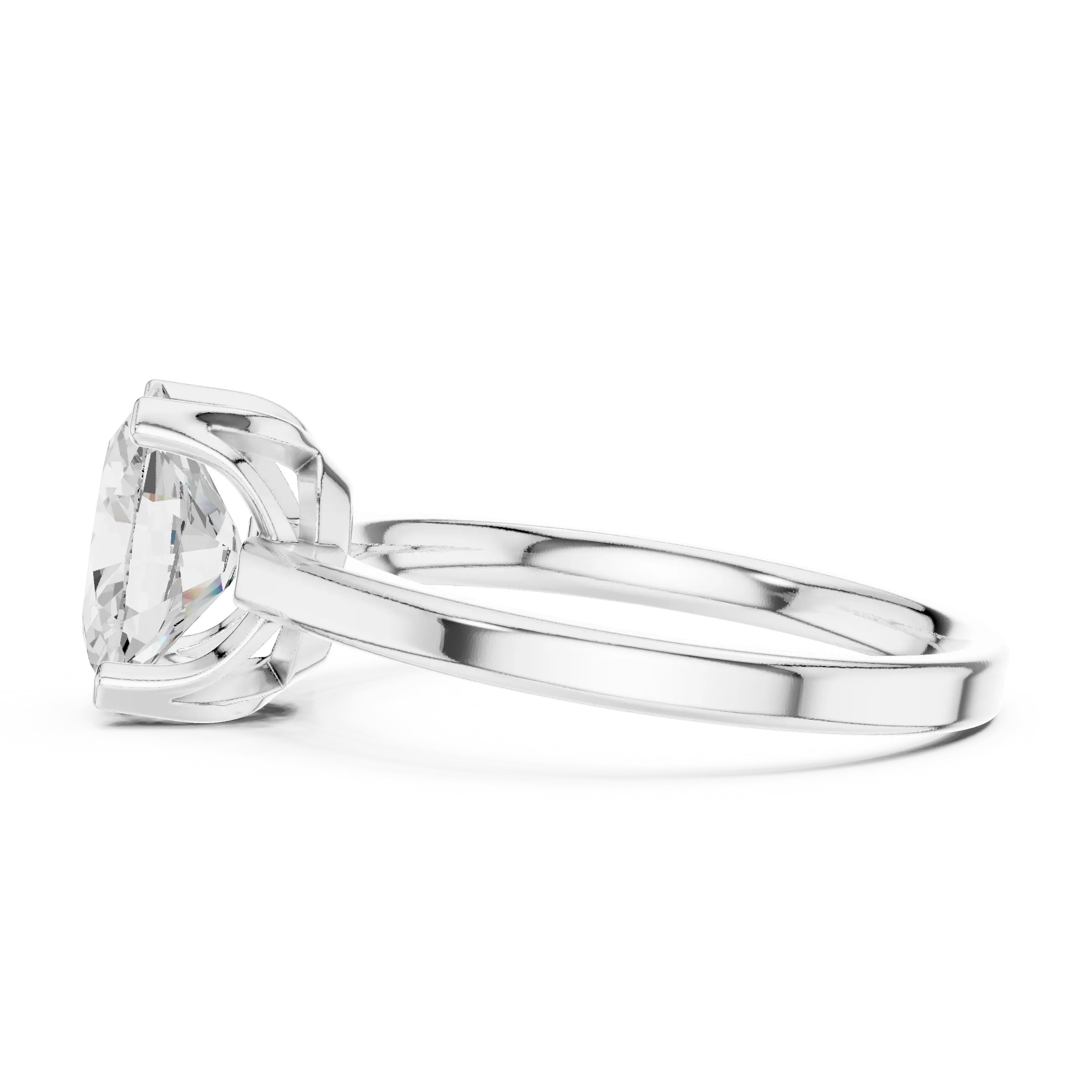 10K White Gold Oval Moissanite Diamond Compass Solitaire Ring