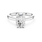 10K White Gold Oval Moissanite Diamond Compass Solitaire Ring