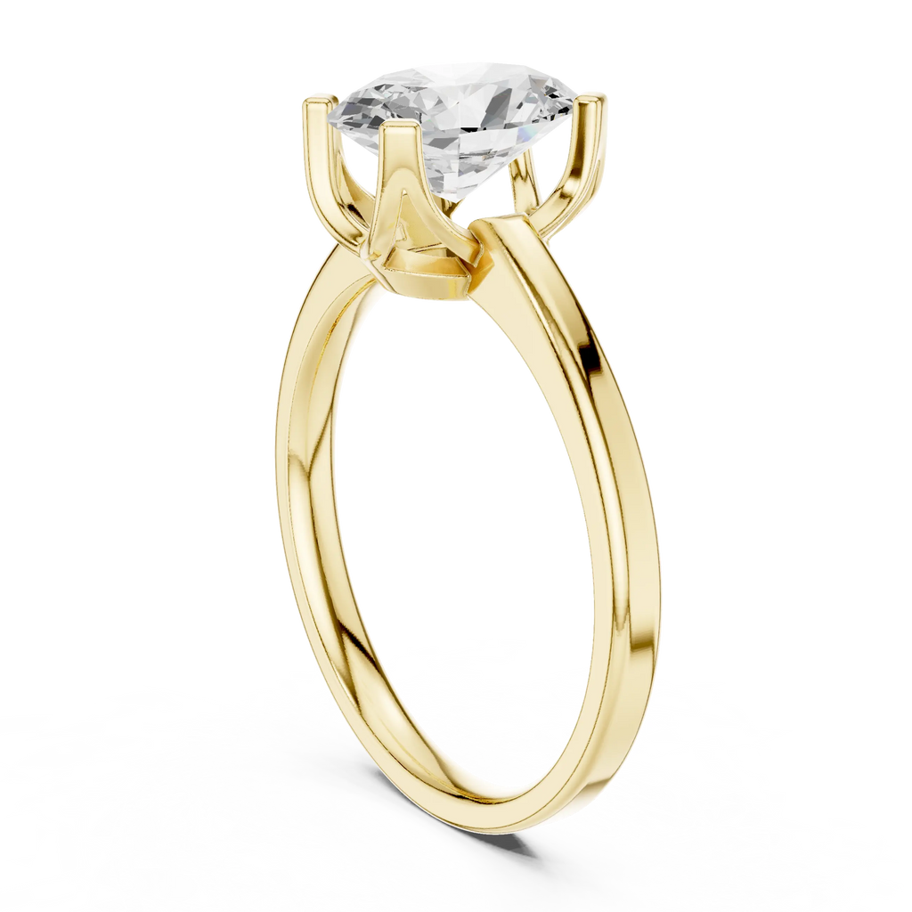 10K White Gold Oval Moissanite Diamond Compass Solitaire Ring