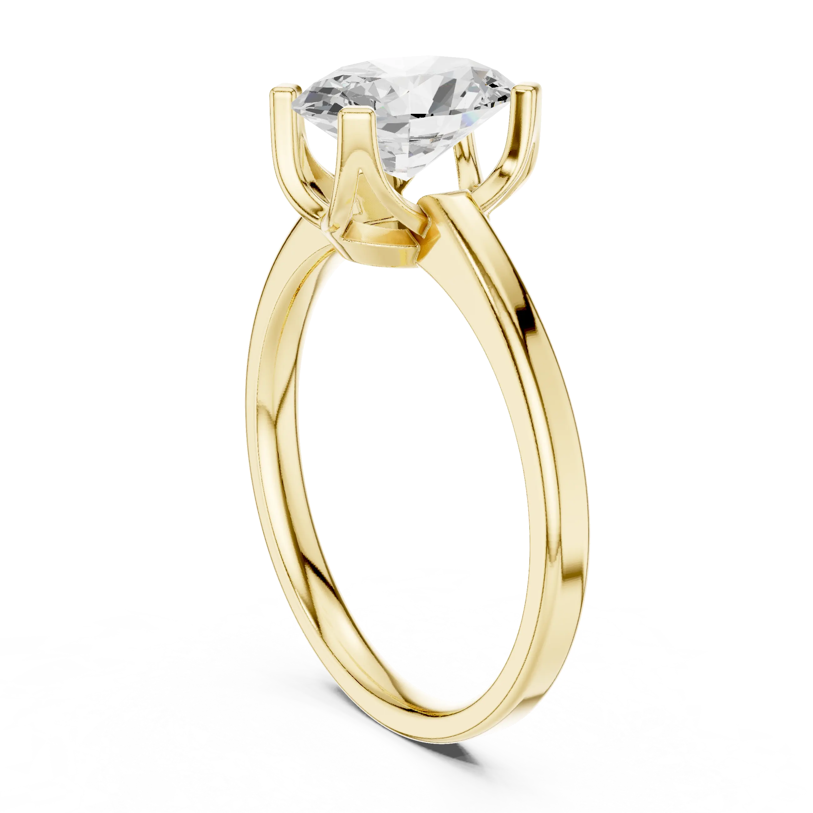 10K White Gold Oval Moissanite Diamond Compass Solitaire Ring