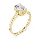 10K White Gold Oval Moissanite Diamond Compass Solitaire Ring