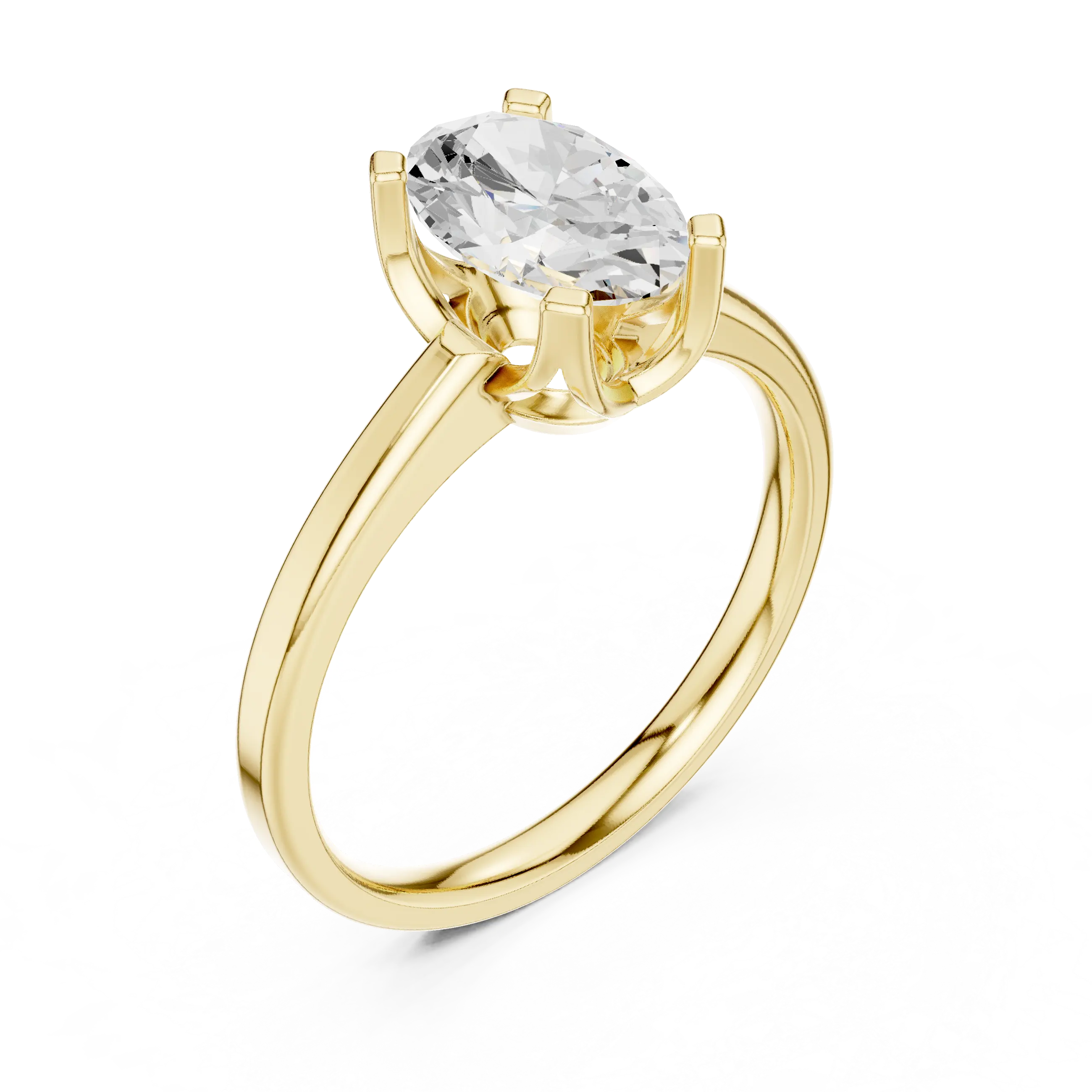 10K White Gold Oval Moissanite Diamond Compass Solitaire Ring