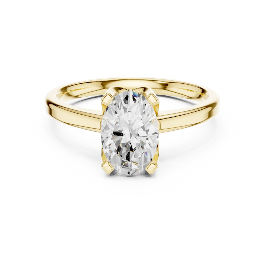 10K White Gold Oval Moissanite Diamond Compass Solitaire Ring