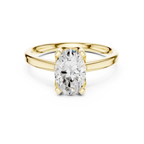 10K White Gold Oval Moissanite Diamond Compass Solitaire Ring