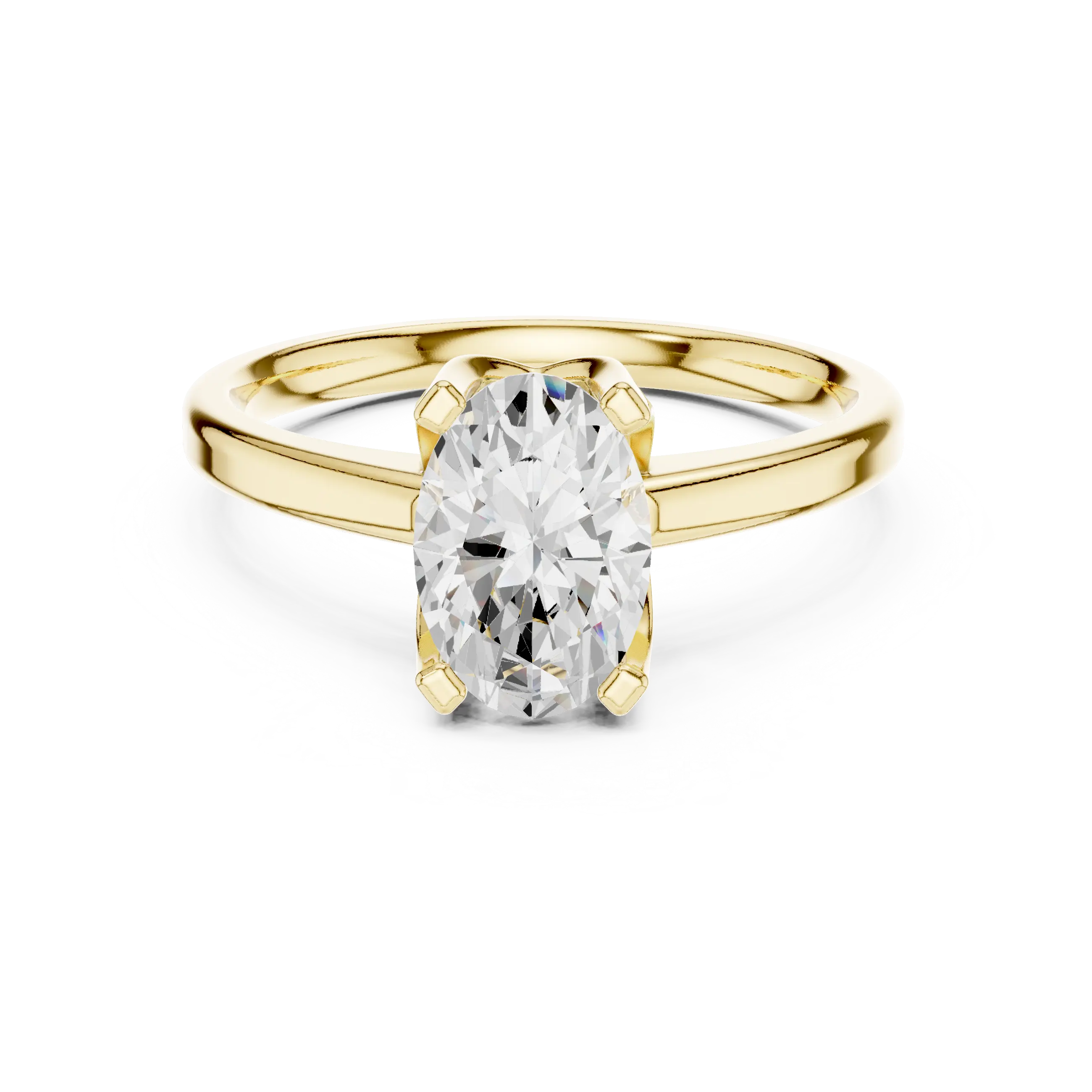 10K White Gold Oval Moissanite Diamond Compass Solitaire Ring