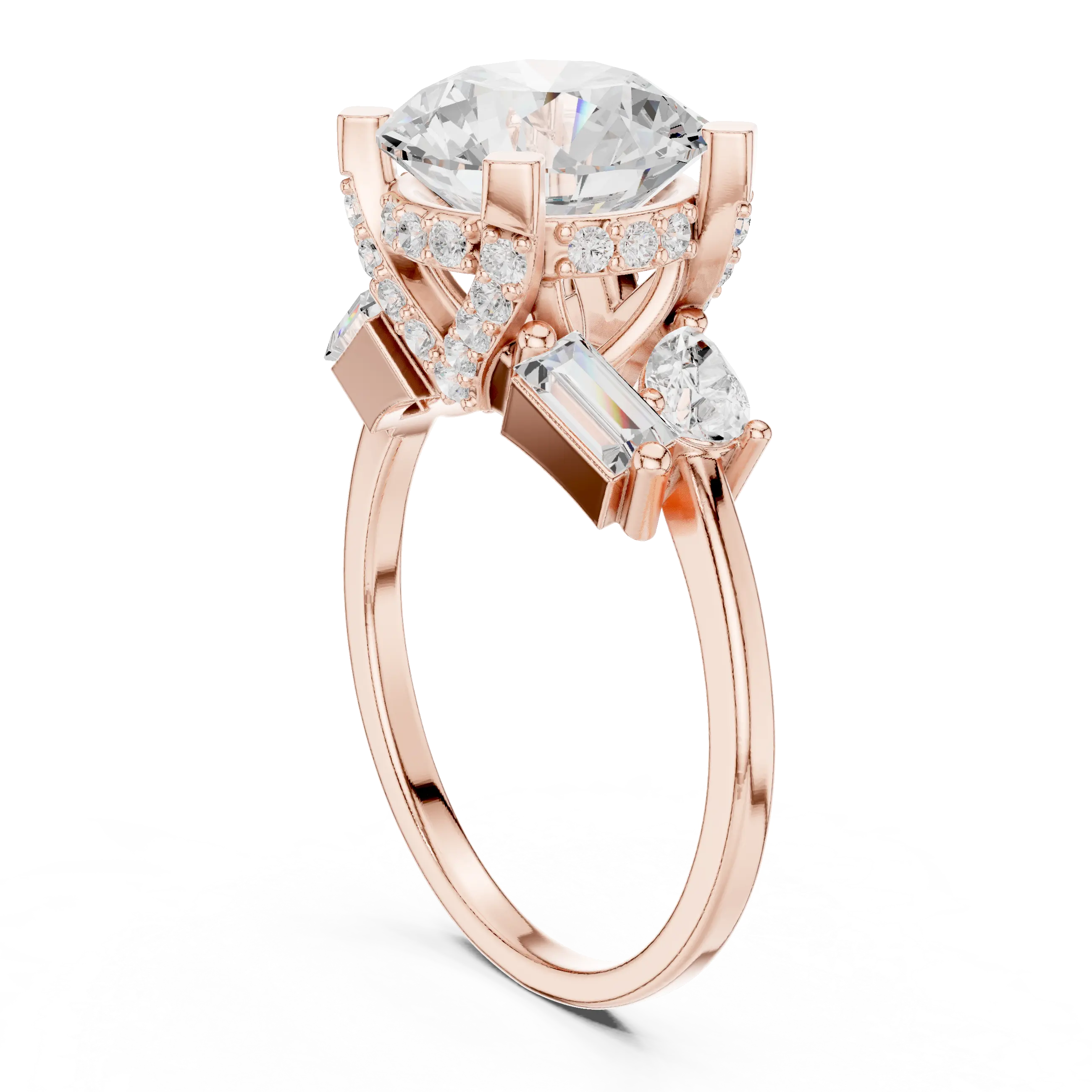 18K White Gold Round Brilliant Multi-Stone Statement Ring