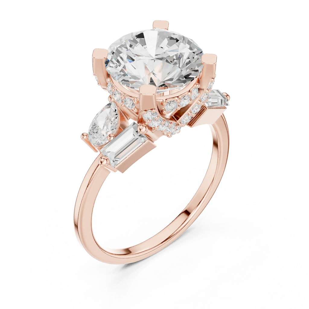 18K White Gold Round Brilliant Multi-Stone Statement Ring