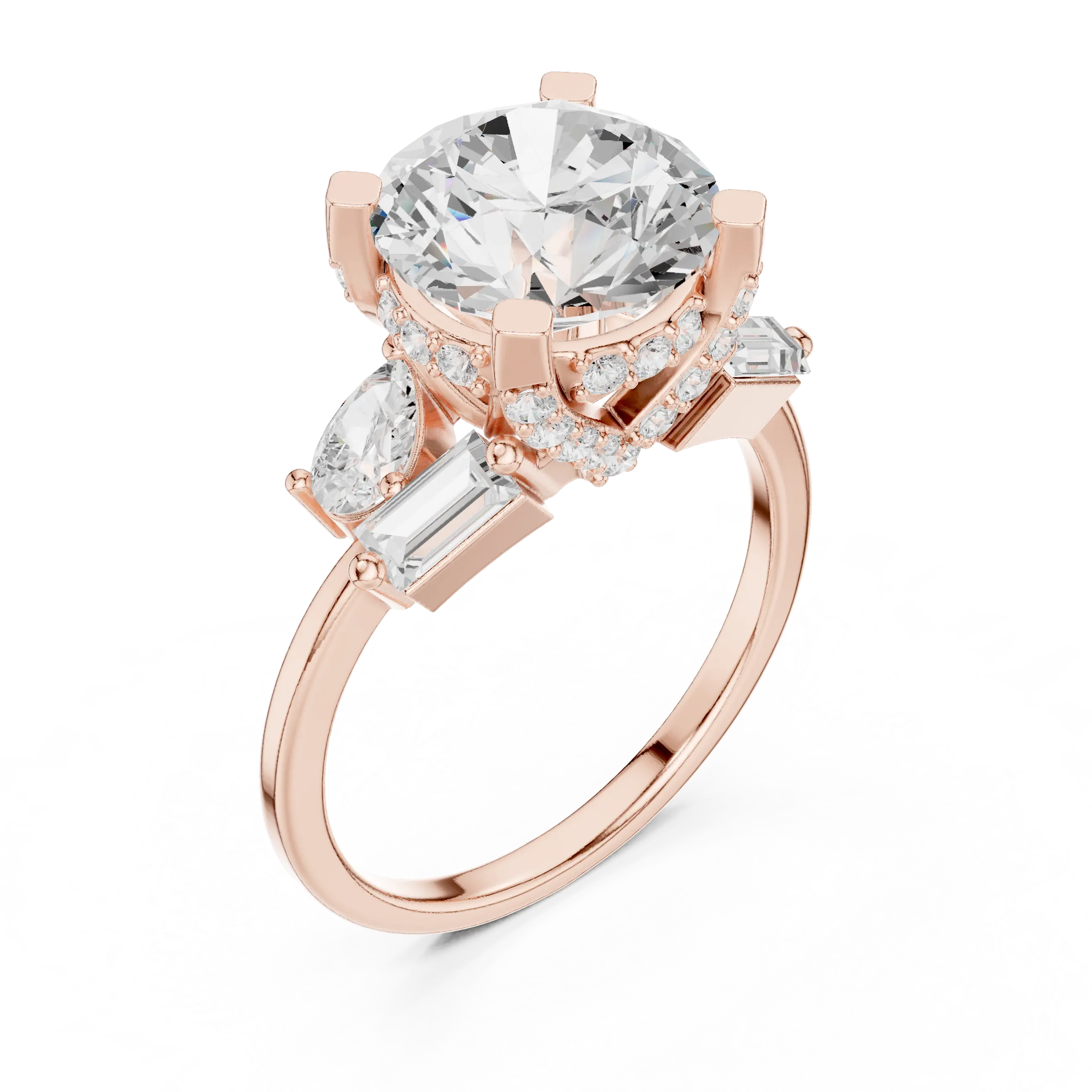 18K White Gold Round Brilliant Multi-Stone Statement Ring