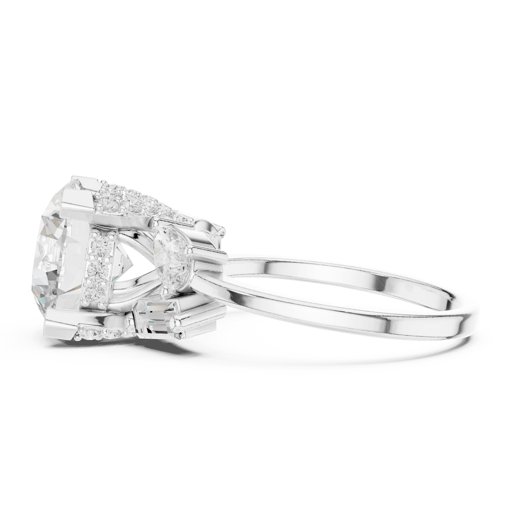 18K White Gold Round Brilliant Multi-Stone Statement Ring