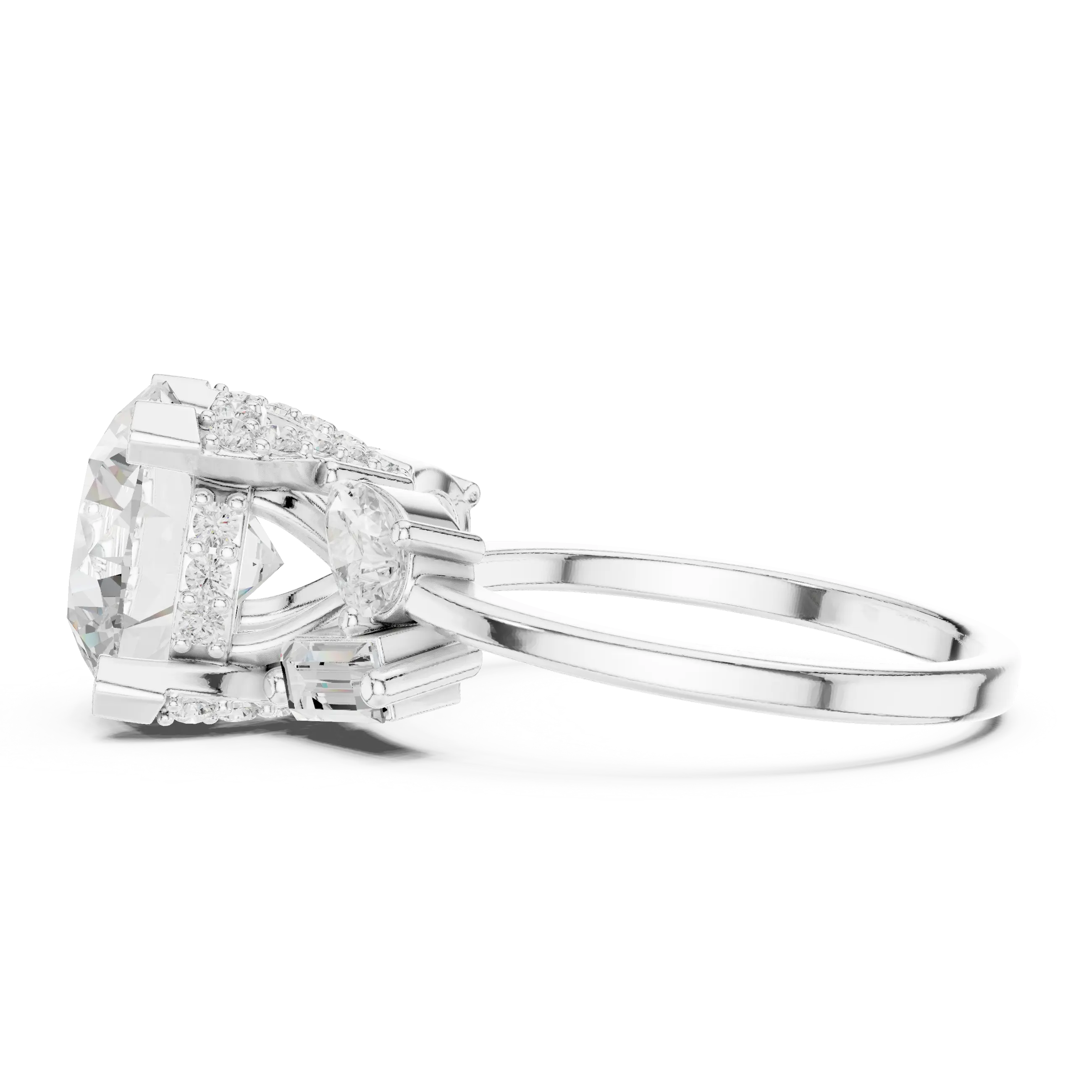 18K White Gold Round Brilliant Multi-Stone Statement Ring