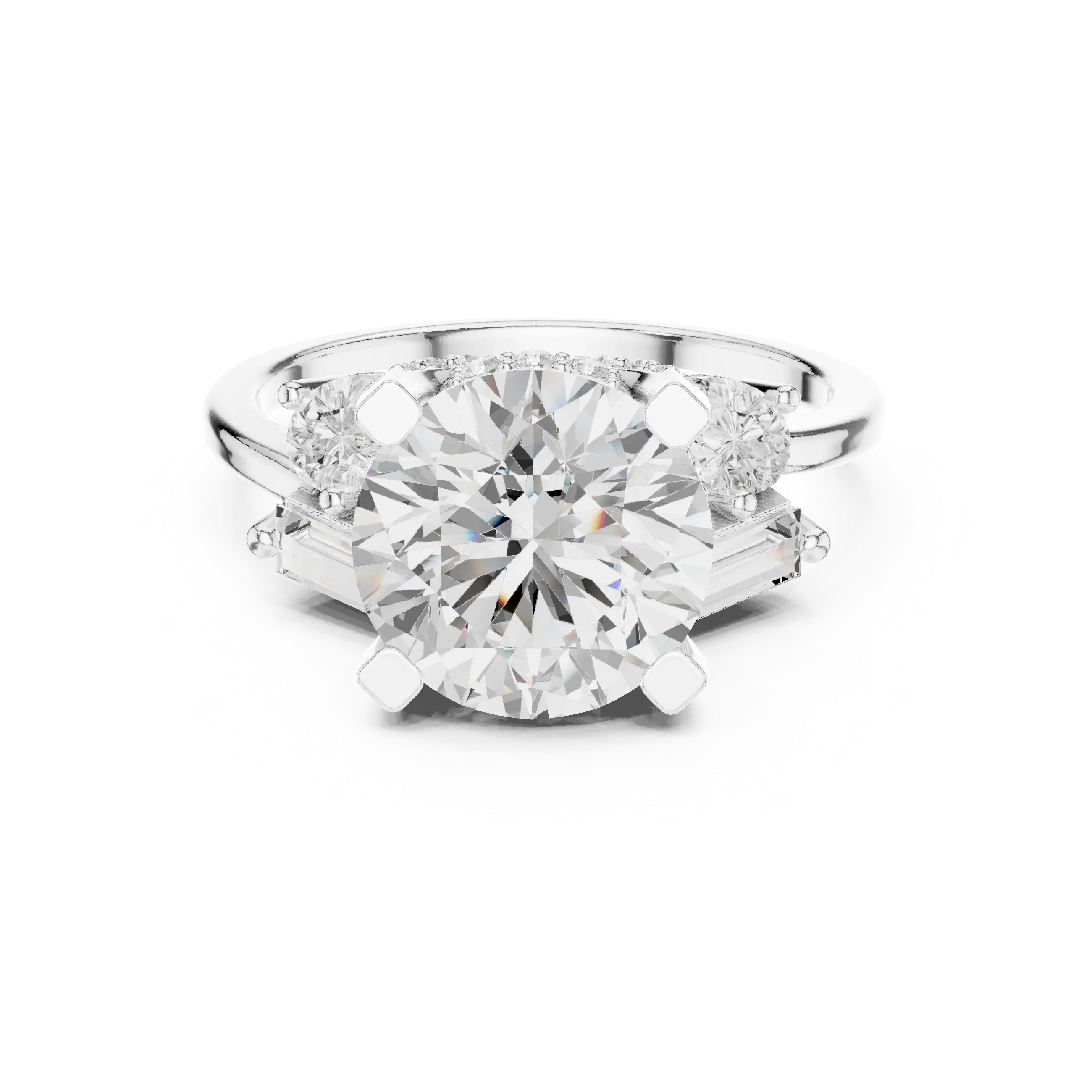 18K White Gold Round Brilliant Multi-Stone Statement Ring
