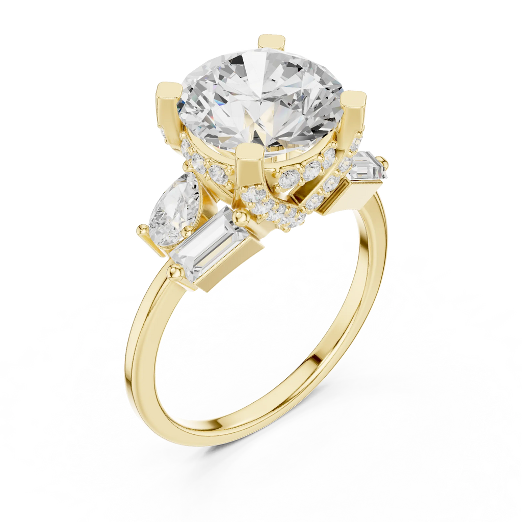 18K White Gold Round Brilliant Multi-Stone Statement Ring