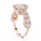 14K White Gold Round Diamond Laurel Leaf Engagement Ring