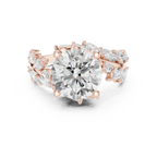 14K White Gold Round Diamond Laurel Leaf Engagement Ring