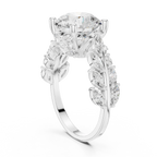 14K White Gold Round Diamond Laurel Leaf Engagement Ring