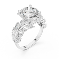 14K White Gold Round Diamond Laurel Leaf Engagement Ring