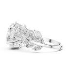 14K White Gold Round Diamond Laurel Leaf Engagement Ring