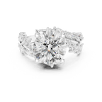 14K White Gold Round Diamond Laurel Leaf Engagement Ring
